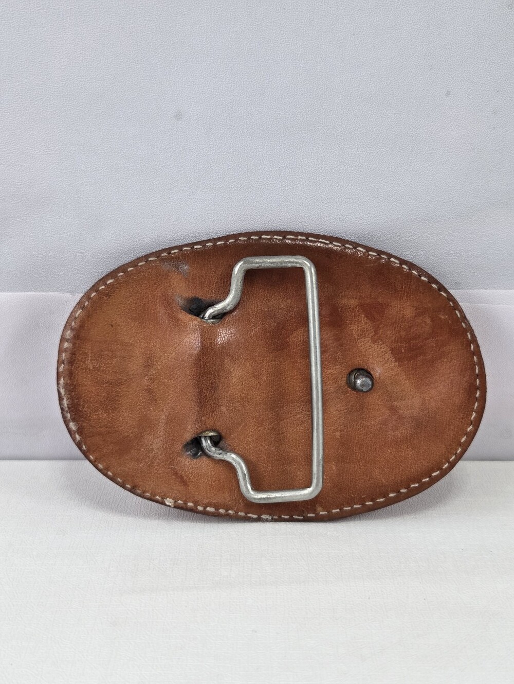 Vintage Brown Faux Alligator Leather Belt Buckle - Picture 4 of 9